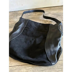 B. Makowsky Black Suede leather Pockets Big Shoulder Purse